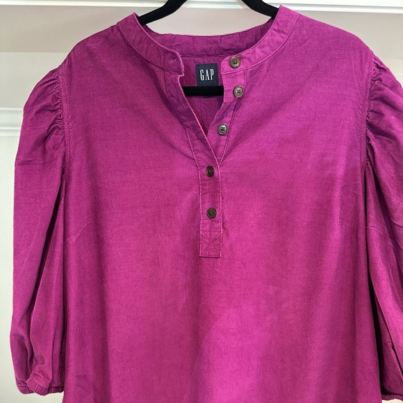 GAP Magenta Puff Sleeve Pinwale Corduroy Mini Shift Dress - Size XL - Picture 4 of 14